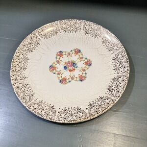 Made In USA Warranted 22K Sebring Floral Plate 10 1/4" Dinner Plate